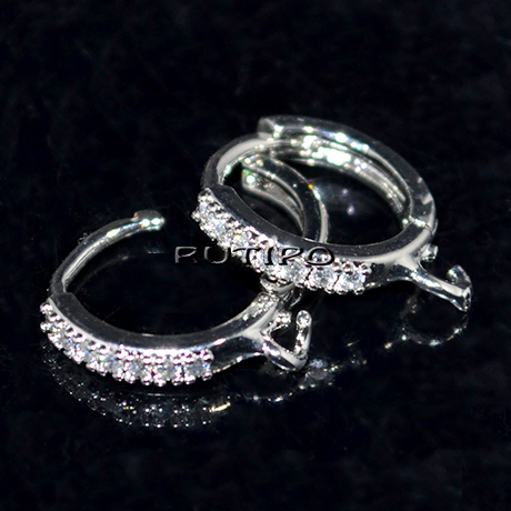 Швензы круглые Platinum CZ, 13*2мм, пара