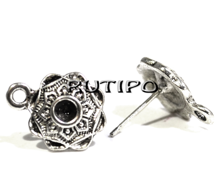 Пусеты Antique Silver 13*10мм, пара