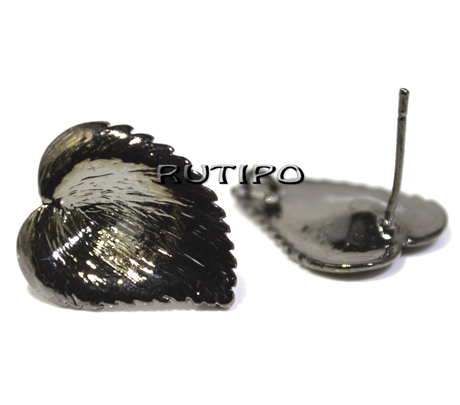 Пусеты "Листики" Gunmetal 19*16мм, пара