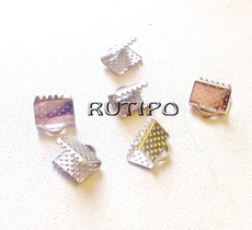 Ribbon Ends Platinum color, 6mm, pcs