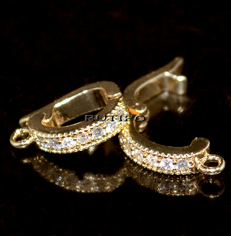 Застежка 18k Gold, CZ, 12*7мм, шт