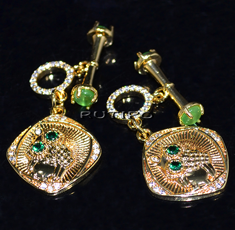Тогл "Сова" 18K Gold Plated CZ 19*11мм, шт