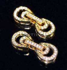 Clasp 18K Gold Plated CZ 23*9mm, pcs.