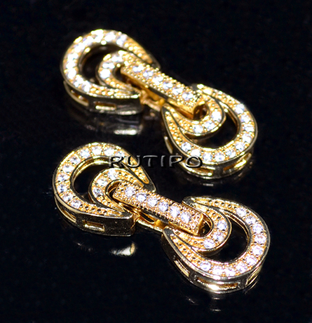 Clasp 18K Gold Plated CZ 23*9mm, pcs.