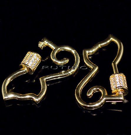 Застежка "Котик" 18K Gold Plated CZ 28*19мм, шт
