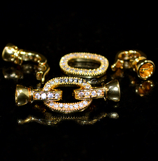 Clasp 18k Gold, CZ, 30*14mm, pcs