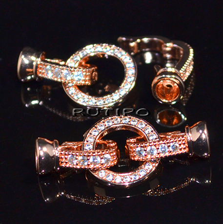 Застежка Rose gold CZ 31*14мм, шт