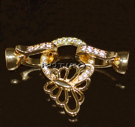 Застібка "Метелик" 14K Gold Plated CZ 35*20мм, шт