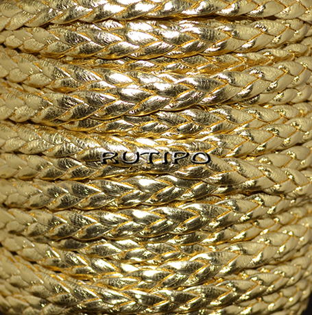 Шнур "Коса" ПУ кожа, Gold, 7*2мм, м