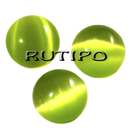 100шт, Кабошоны кошачий глаз YellowGreen, 10мм