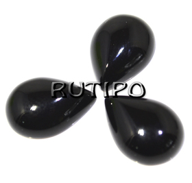Cabochon drop black agate, 14*10mm, pcs