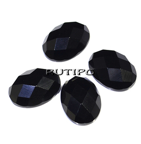 Faceted Obsidian cabochon 18*13*6mm, pcs.