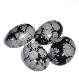 Cabochon Snowflake Obsidian 18*13*5mm, pcs
