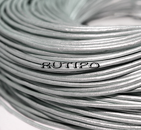 Silver-coated leather cord, 1.5mm * 1m