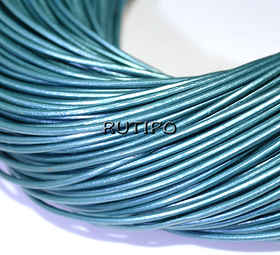 Leather cord blue mother-of-pearl, 1.5mm*1m