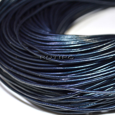 Кожаный полированный шнур Marine Blue, 1.5мм, 1м