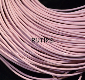 Polished leather cord, light pink, 2mm, 1m