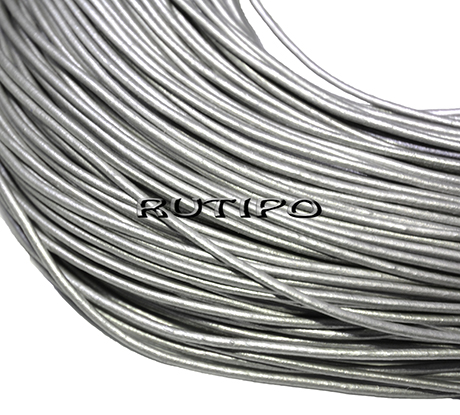 Leather cord under silver mother-of-pearl, 2mm*1m