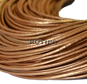 Leather cord under gold mother-of-pearl, 2mm*1m