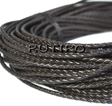 Leather braided cord dark brown, 3mm * 1m