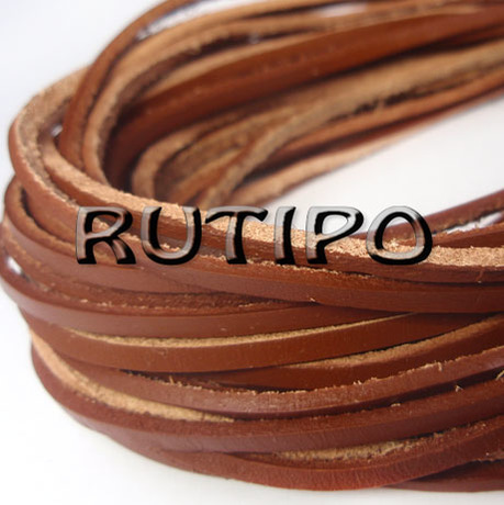Leather cord light brown, 3 * 2mm * 1m
