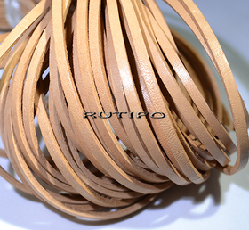 Leather cord light brown, 3*2mm*1m