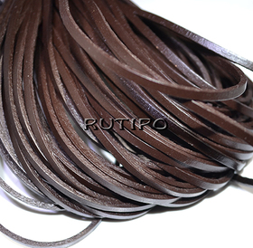 Leather cord dark brown, 3*2mm*1m