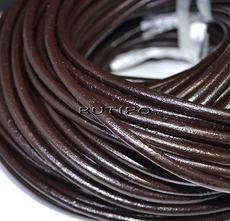 Leather cord dark brown, 4mm, 1m