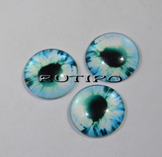10-10 Blue-green cabochon eyes, glass, 10mm, pair