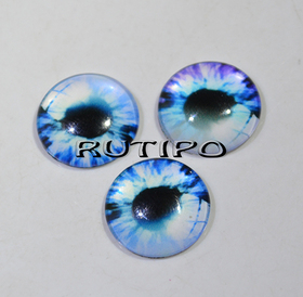 10-12 Blue cabochon eyes, glass, 10mm, pair
