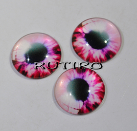 10-15 Dark crimson cabochon eyes, glass, 10mm, pair