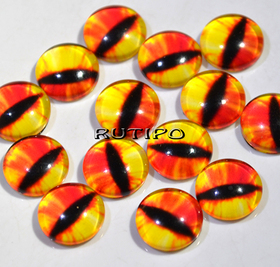 10-55 Yellow-lemon cabochon eyes, glass, 10mm, pair