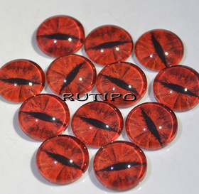 12-36 Red cabochon eyes, glass, 12mm, pair