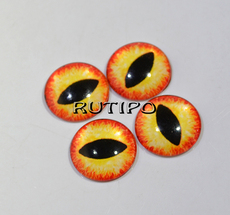 12-48 Yellow-orange cabochon eyes, glass, 12mm, pair