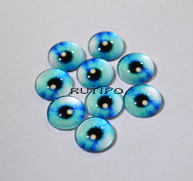 60-04 Turquoise cabochon eyes, glass, 12mm, pair