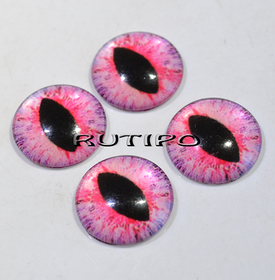 14-58 Pink cabochon eyes, glass, 14mm, pair
