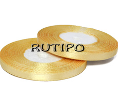 8371 Satin ribbon beige gold, 6mm * 1m