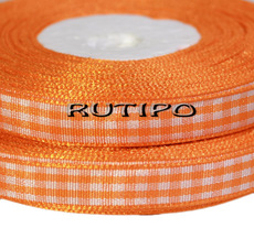 Orange plaid ribbon, 10mm * 1m