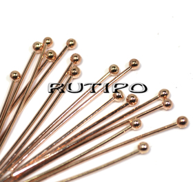 20шт, Пины с шариком Rose gold 30мм