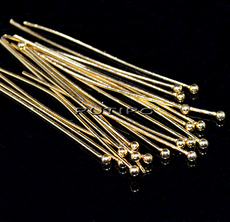 20pcs, Pins with ball 24k Gold, Stainless Steel 40mm