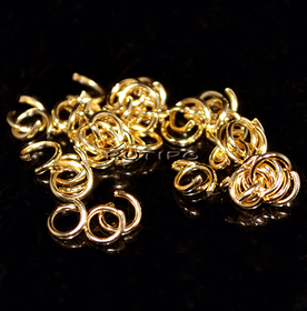 50шт, Колечки мед.сталь 18k Gold 4*0.6мм