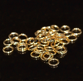 50шт, Колечки мед.сталь 18k Gold 4*0.6мм