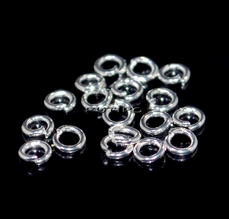 50шт, Колечки мед.сталь Silver Plated 4*0.8мм