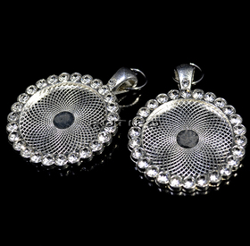 Оправа Silver Plated, со стразами, 25мм, шт