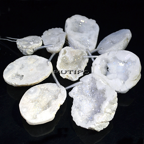 Geode Quartz AB pendant, 30-53mm, 9pcs.