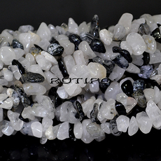 Beads Tourmaline Quartz Chip 5-14mm, Strand 40cm