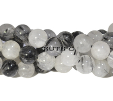 Tourmaline Quartz Bead, 6mm, pcs