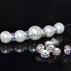Rhinestone Spacer Bead, Crystal AB 6mm, pcs