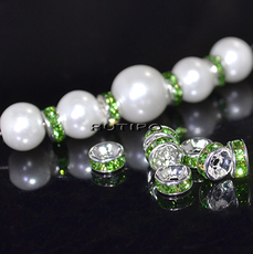 Rhinestone Spacer Bead Peridot, 6mm, pcs