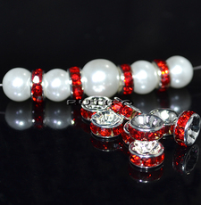 Rhinestone Spacer Bead, 8mm, pcs